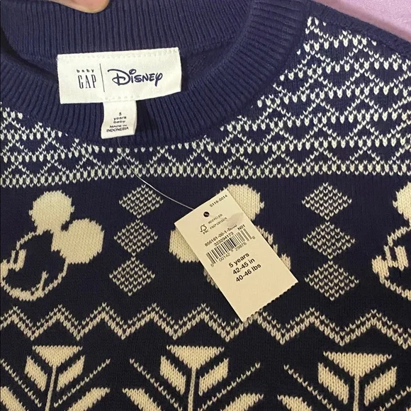 Disney GAP Navy Crewneck Sweater with White Snowflake Design - Picture 2 of 4